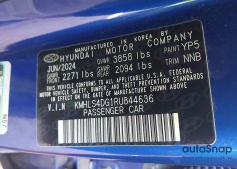 2024 Hyundai Elantra Sel z USA, uszkodzony, nr VIN KMHLS4DG1RU844636